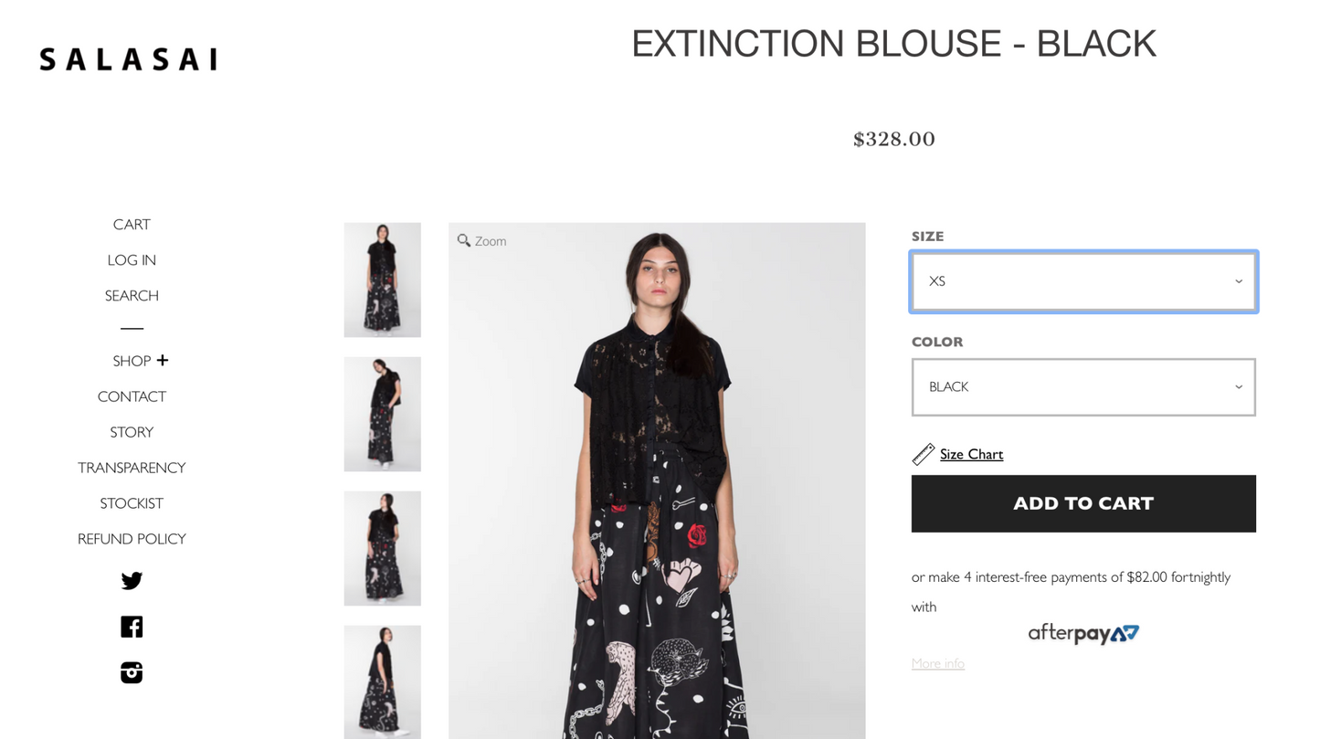 SALASAI / 'extinction' blouse in black lace / s (3876029242249935387)
