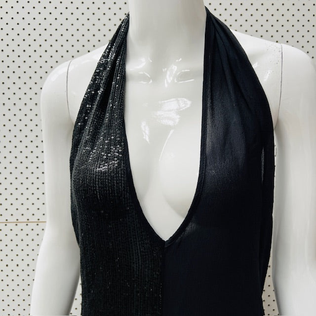2000s vintage ZAMBESI / 'goddess' halter in sequin + silk / m Dresses