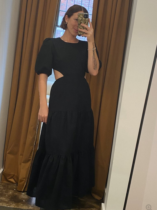 CHARLIE HOLIDAY / flores linen midi dress / 10 (3876123597254756353)