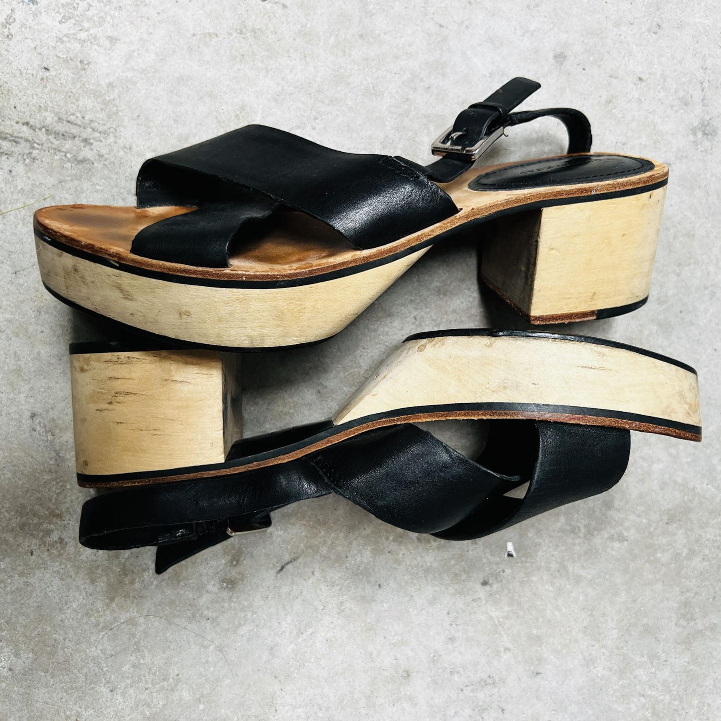 COUNTRY ROAD / 'morgan' wooden platform sandals / 38 (3876566056612385969)