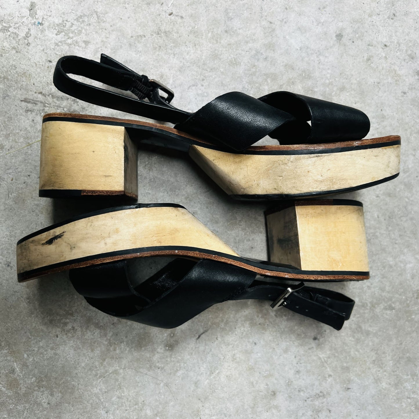 COUNTRY ROAD / 'morgan' wooden platform sandals / 38 (3876566062673738348)