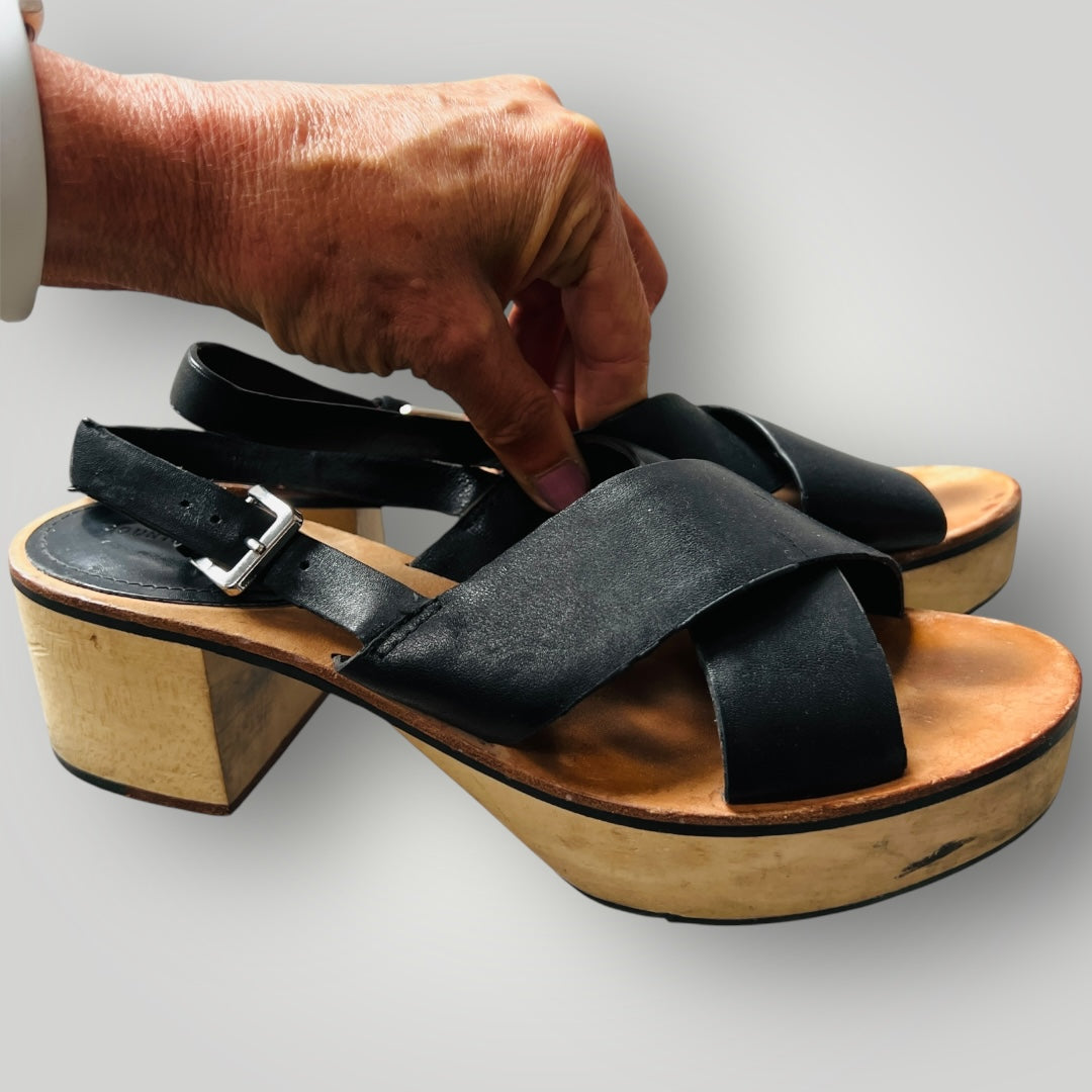 COUNTRY ROAD / 'morgan' wooden platform sandals / 38 (3876632984877048484)