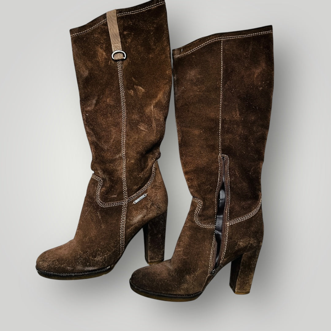 DIESEL / brown suede leather boots / 38 (3876632997552001908)