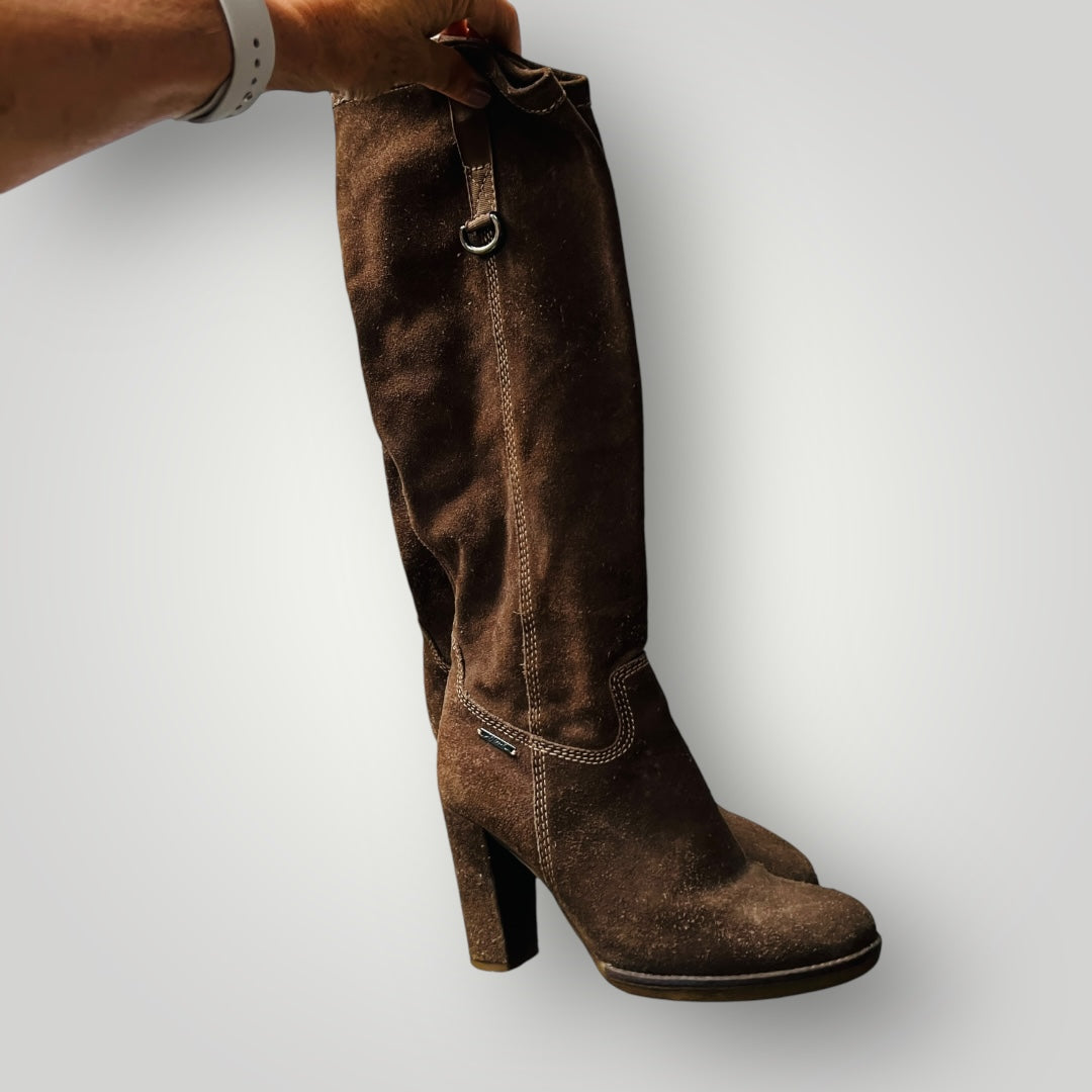 DIESEL / brown suede leather boots / 38 (3876632999390321671)