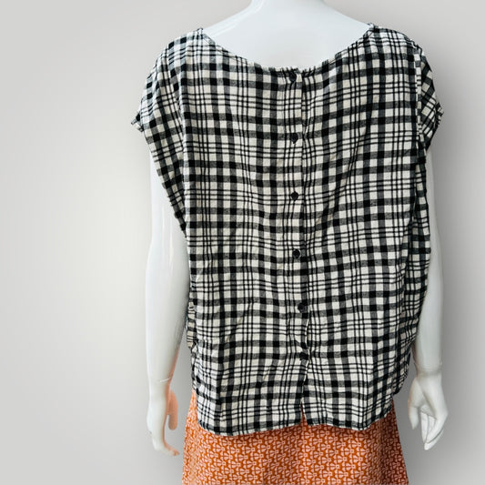 IORA / plaid button back top / s (3876736161297590254)