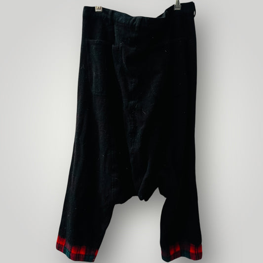 COMME DES GARÇONS / boiled wool black + plaid sarouel dropped crotch pants / L (3877325714861843087)