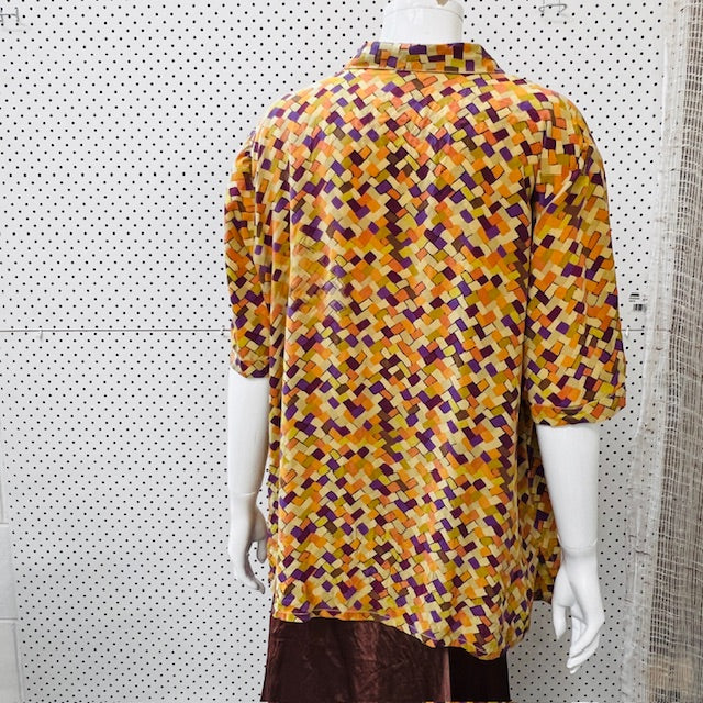 1990s Italian vintage / SILK / patterned shirt / m (3877830539178058406)