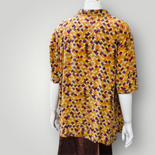 1990s Italian vintage / SILK / patterned shirt / m (3877831022378247389)