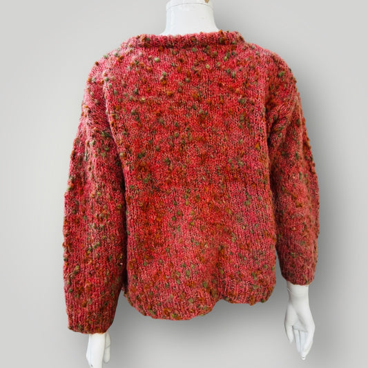 hand knitted / boucle wool jumper / s/m (3877831057168601116)