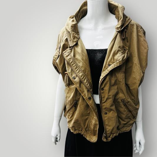 COUNTRY ROAD / short sleeved cotton jacket / m (3878027079240345315)