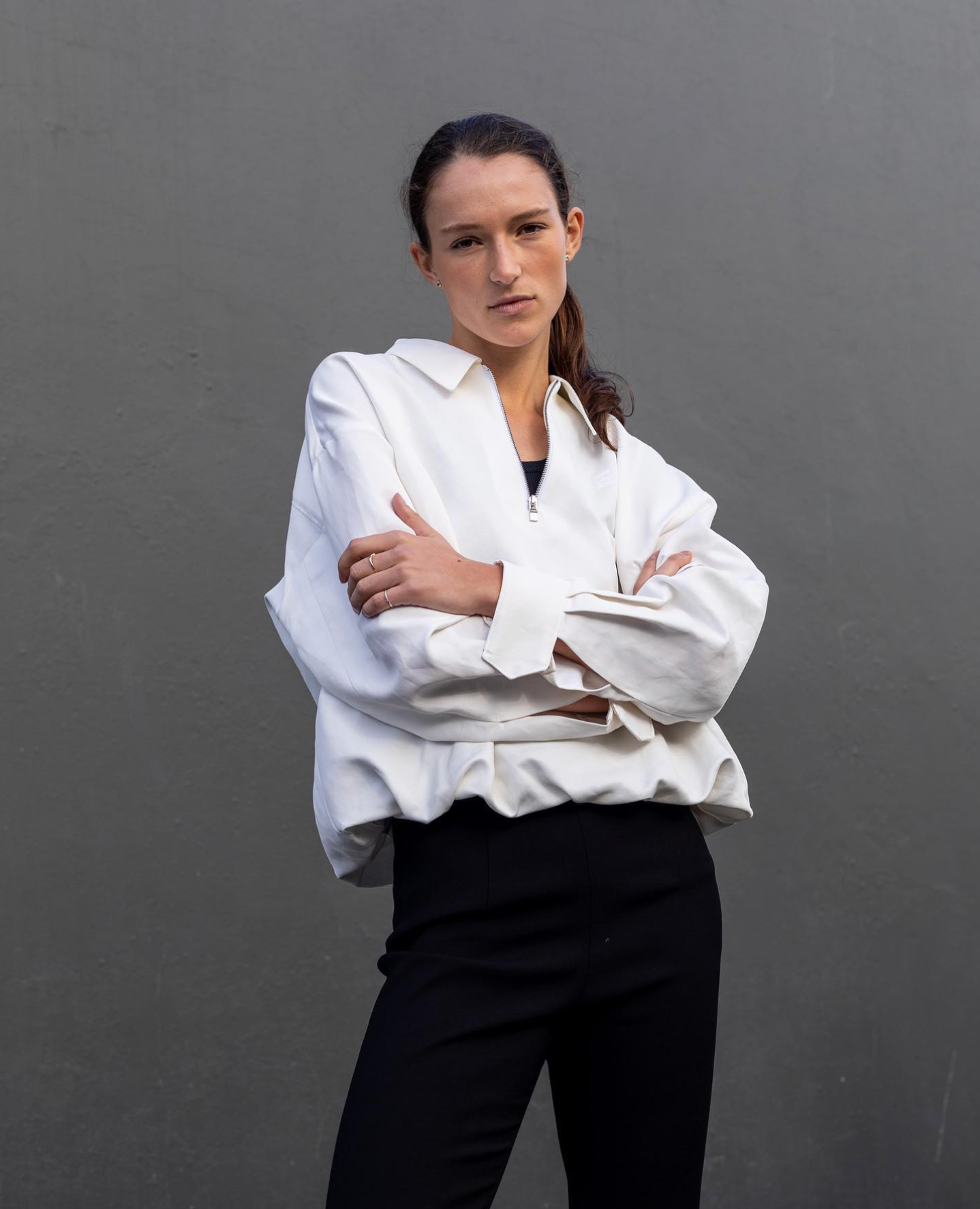 Totême / White Monogram Tracksuit Zip-Up Jacket / 38 (3879232642291416434)