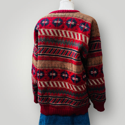 1990s nz vintage / BERTINI / patterned / wool jumper / M (3879681399040659434)