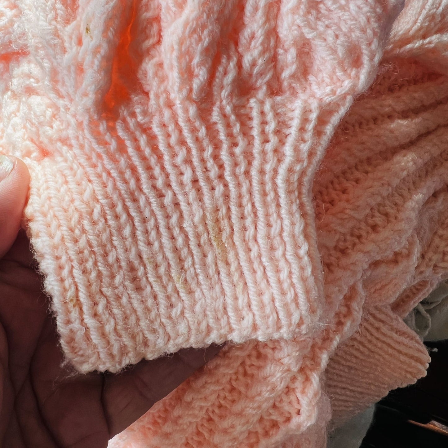 handmade / hand knit / apricot bell sleeve jumper / M/L (3880109029455344141)