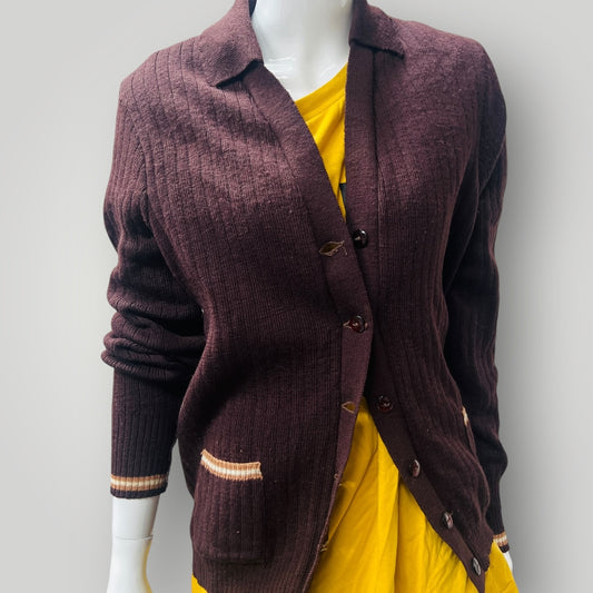 nz vintage / WAIRAKEI / collared wool cardigan / s (3881742655730463924)
