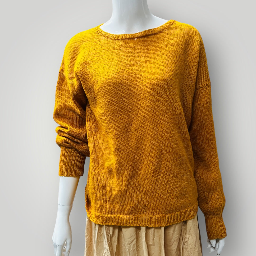 hand knitted / yellow wool jumper / m (3881742675241209665)