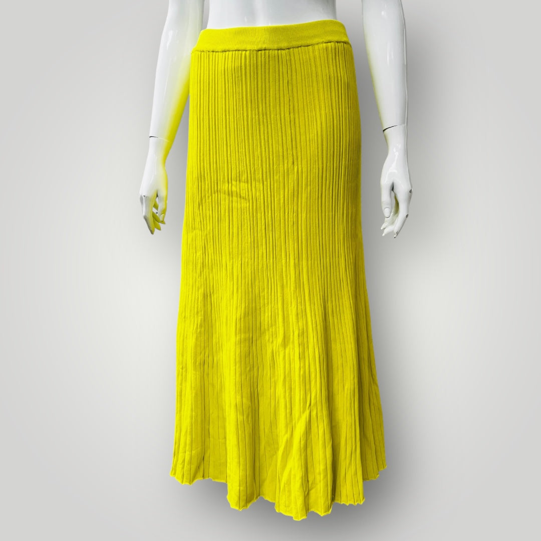 ZARA / bright yellow midi skirt / m (3881742685207336153)