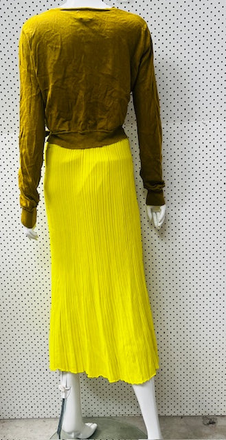 ZARA / bright yellow midi skirt / m (3881746854047922511)