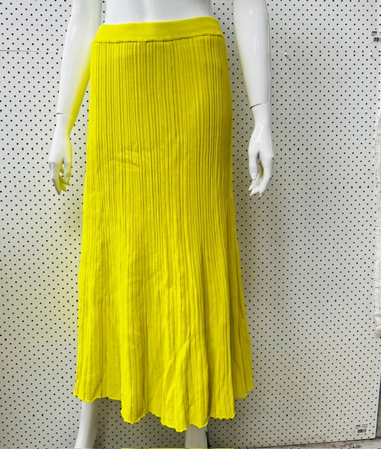 ZARA / bright yellow midi skirt / m (3881774438548638288)