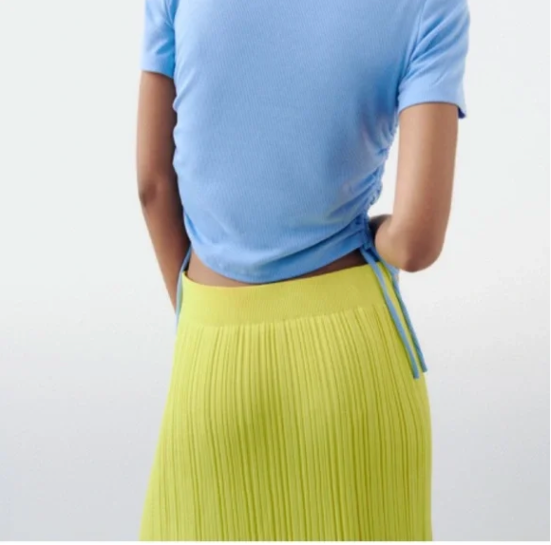 ZARA / bright yellow midi skirt / m (3881774588964915014)
