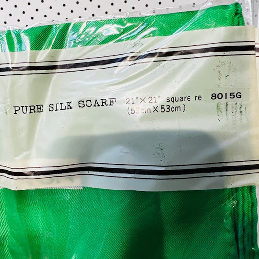 vintage / OROTON / green silk scarf / new - still in wrapping (3882012278541514279)