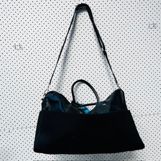 OROTON / weekender travel bag with shoulder strap / leather + nylon (3882177193151661931)