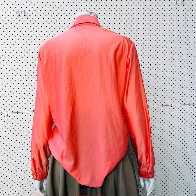 VINTAGE / Gailord 70's pink prairie collar ruffled body shirt / s (3882692280068894006)