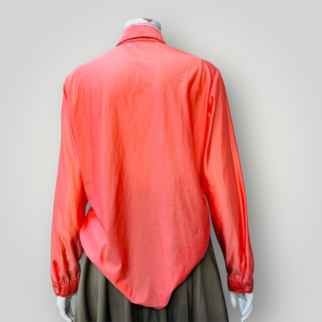 VINTAGE / Gailord 70's pink prairie collar ruffled body shirt / s (3882692928036964426)