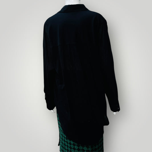 COS / semi sheer long black button down shirt / M (3882692944675109861)