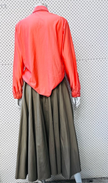 VINTAGE / Gailord 70's pink prairie collar ruffled body shirt / s (3882774840066472319)