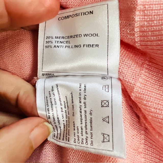 pink / wool cardigan / made in france / 38 (3882864762499847132)