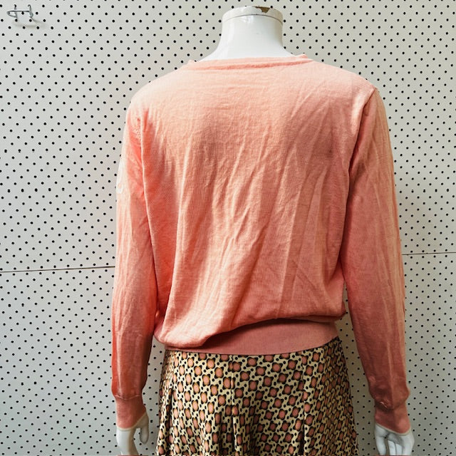 pink / wool cardigan / made in france / 38 (3882864775306556332)