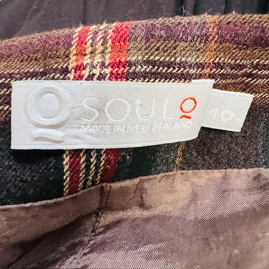 SOULO / plaid wool skirt / 10 / made in nz (3882864867005104486)