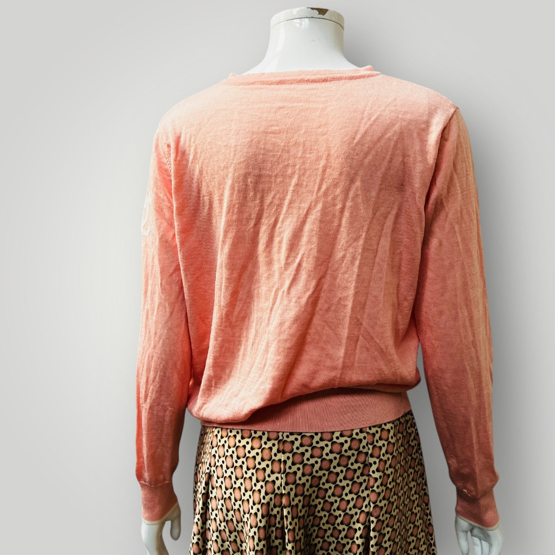 pink / wool cardigan / made in france / 38 (3882865102106069979)