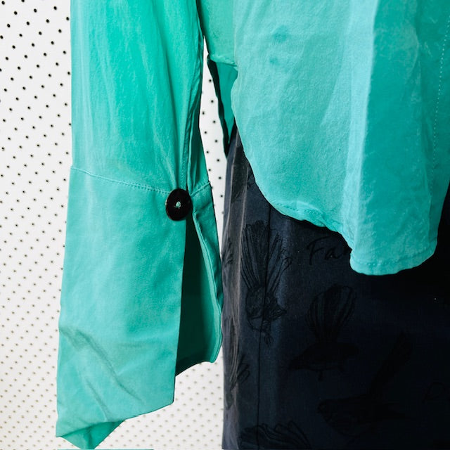 HARRIS TAPPER / silk shirt with oversized metal buttons / m / nz made (3883291398179194944)