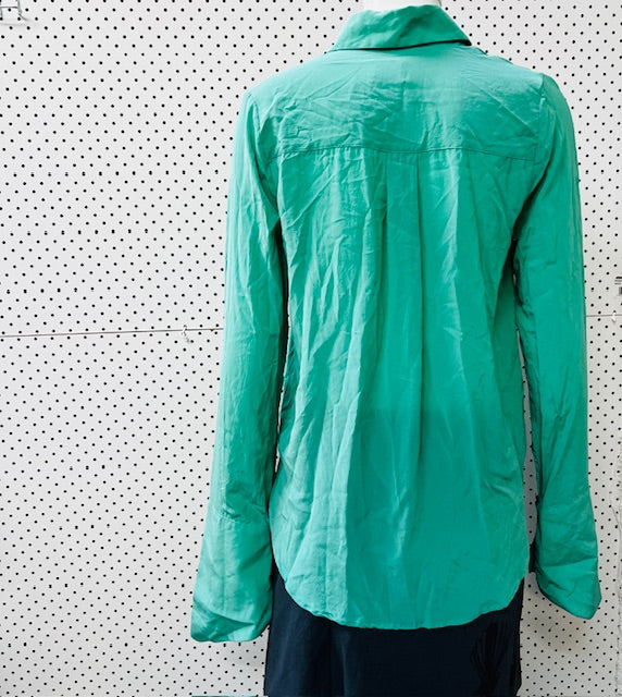 HARRIS TAPPER / silk shirt with oversized metal buttons / m / nz made (3883303495749296159)