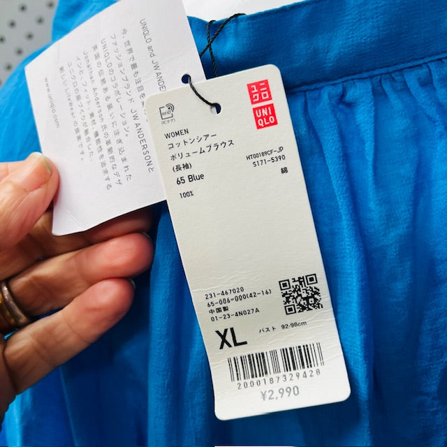 JW ANDERSON x uniqlo - / electric blue sheer top / XL (3883369213927623238)
