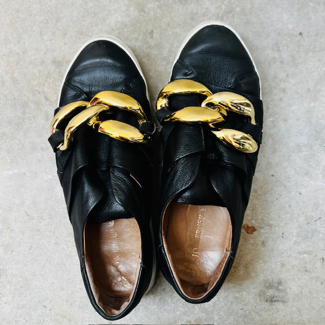 JO MERCER / temple sneakers in black leather / 38 (3883479580450736926)