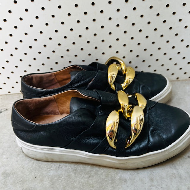JO MERCER / temple sneakers in black leather / 38 (3883479584677386744)