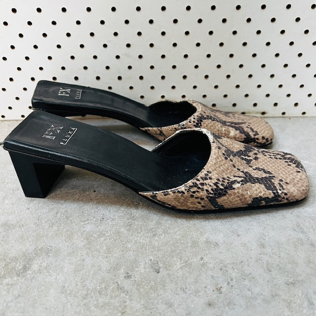2000s spanish vintage / FX FLUXA / snakeskin mules / 38 (3883479620008032031)