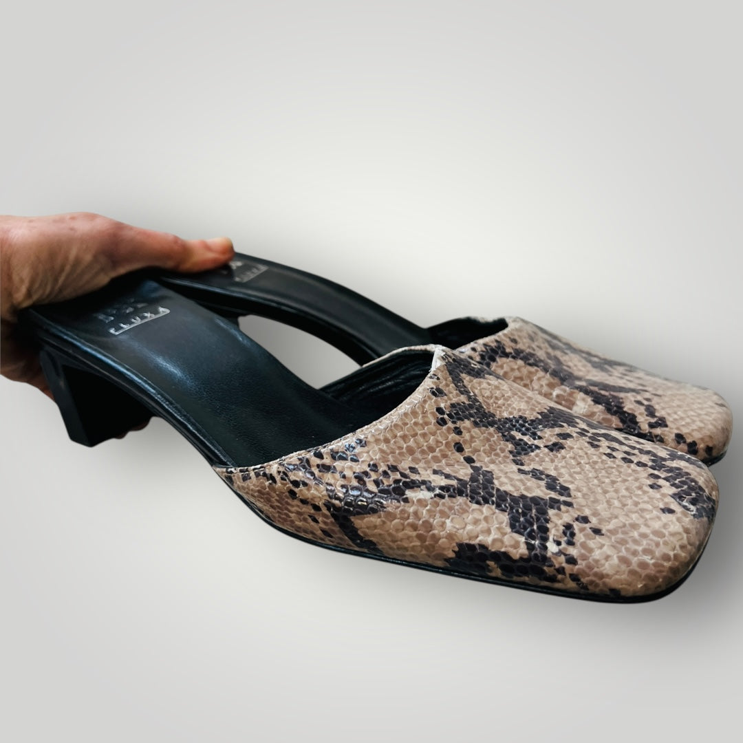 2000s spanish vintage / FX FLUXA / snakeskin mules / 38 (3883480168693522394)