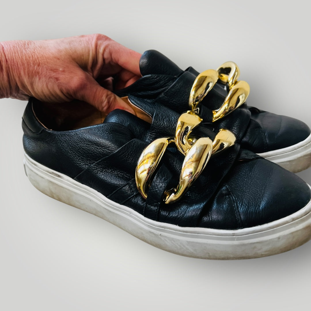 JO MERCER / temple sneakers in black leather / 38 (3883480175659272724)
