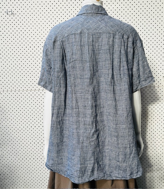 KAREN WALKER / blue linen oversized shirt / s (3883818821368653183)