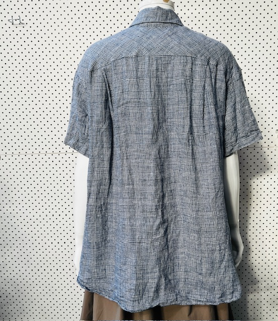 KAREN WALKER / blue linen oversized shirt / s (3883818821368653183)