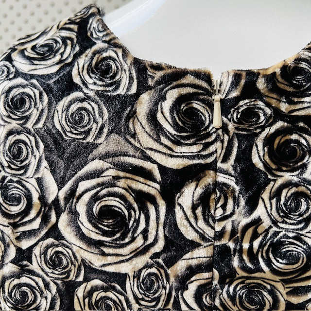 velvet / sleeveless floral dress / s (3883907037569208657)