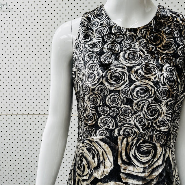 velvet / sleeveless floral dress / s (3883907041015058531)