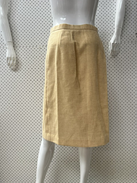 1970s NZ VINTAGE / handmade linen pencil skirt / s (3883907060227328085)