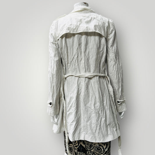 2000s nz vintage / ANDREA MOORE / white trench coat / 10 / nz made (3883996672839142957)