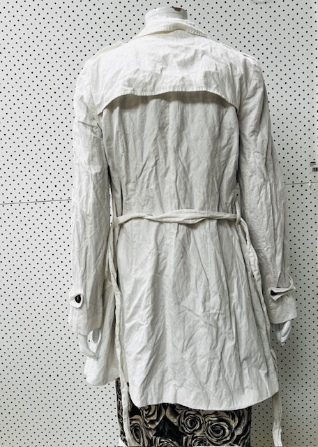 2000s nz vintage / ANDREA MOORE / white trench coat / 10 / nz made (3884070326513197286)