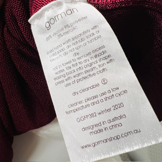 GORMAN / burgundy lurex polo shirt / 12 (3884154675593958654)