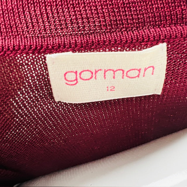 GORMAN / burgundy lurex polo shirt / 12 (3884154680469492972)